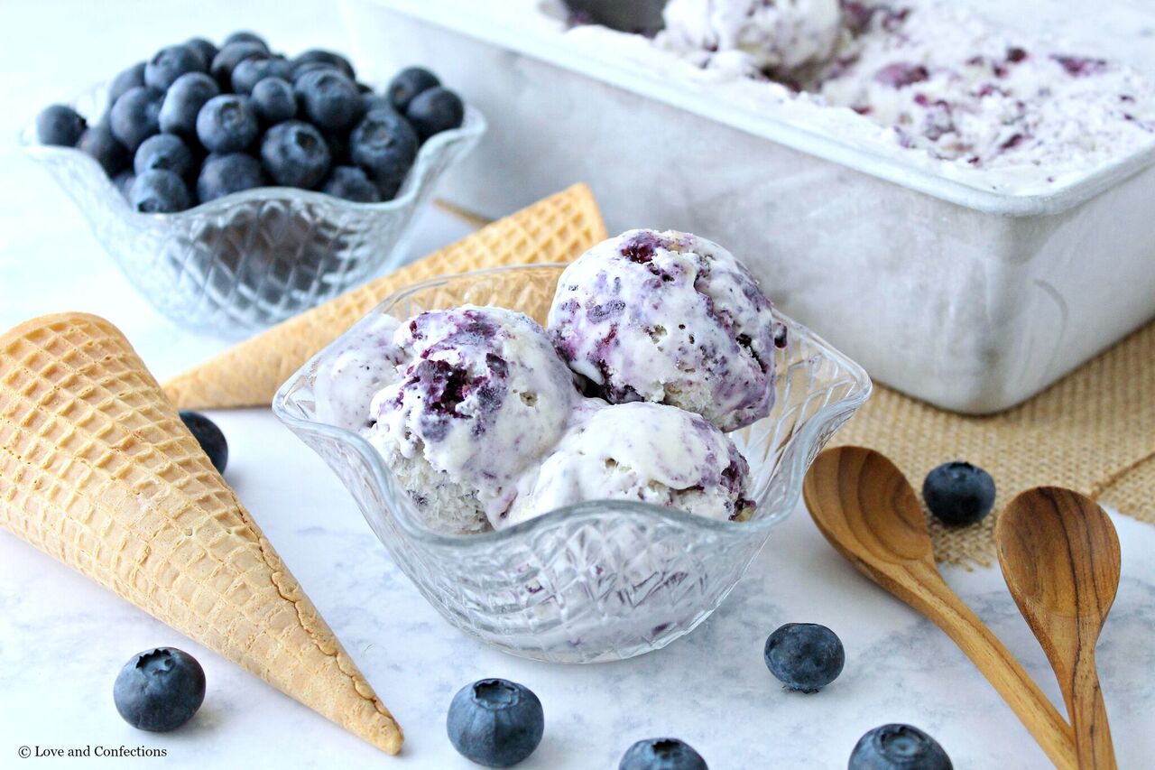 No-Churn Blueberry Cobbler Ice Cream